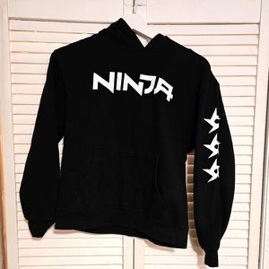 Ninja Hoodie with throwing stars on right sleeve Sz Youth Medium